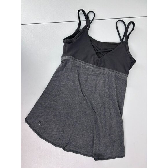 Lululemon Ivivva girls 8 black grey athletic tank top built in bra - Picture 3 of 6